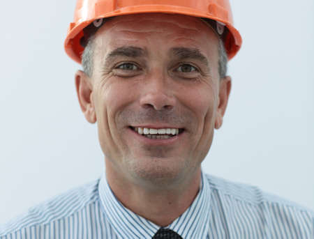 closeup portrait of a senior architect.の写真素材