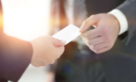 Exchange business card for first time meetの写真素材