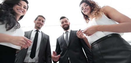 bottom view.group of successful business people.の写真素材