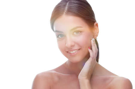Close-up portrait of a beautiful woman with natural make-up