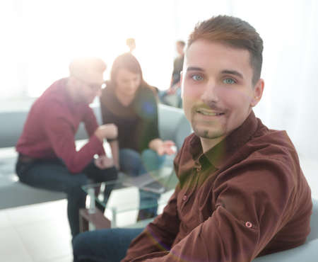 employee on the background of business team