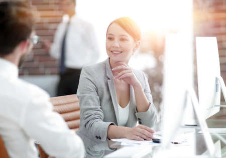 business woman talking with a clientの写真素材