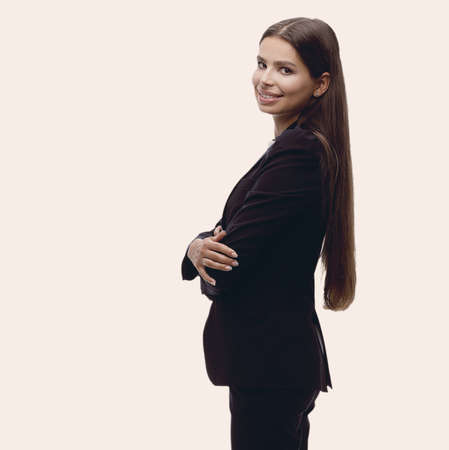 side view.young business womanの写真素材