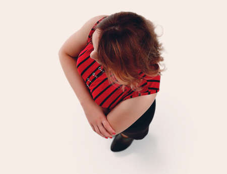 slender women studio shot, isolated on white backgroundの写真素材