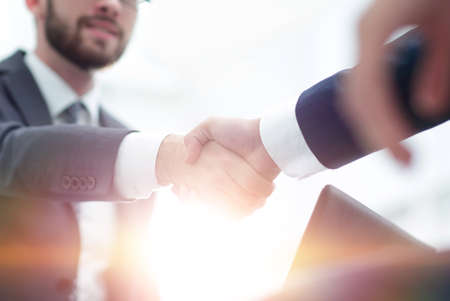 Two businessmen shaking their handsの写真素材