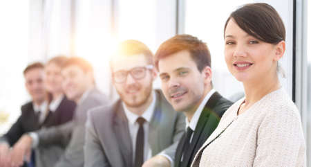 woman Manager and group business people in office