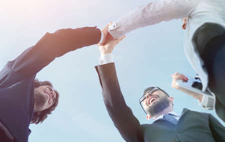 Successful business people handshaking closing a dealの写真素材