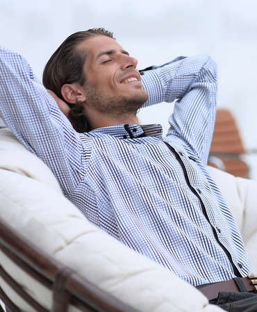 businessman relaxing in a comfortable chairの写真素材