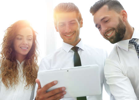 business colleagues with digital tablet.の写真素材