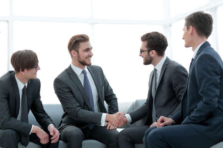 handshake business people in the office.の写真素材