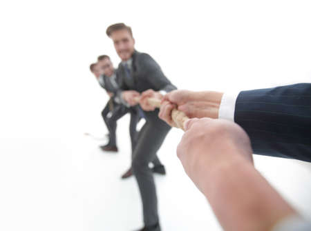 teambuilding.the tug of war between business teams.の写真素材