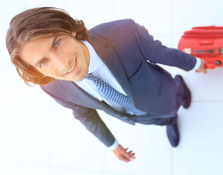 view from the top.businessman with Luggageの写真素材