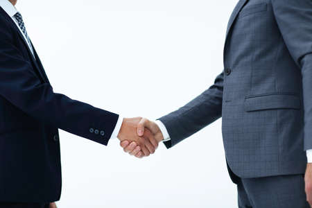 two men meeting and greetの写真素材