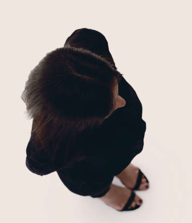 view from above. modern young business woman looking upの写真素材