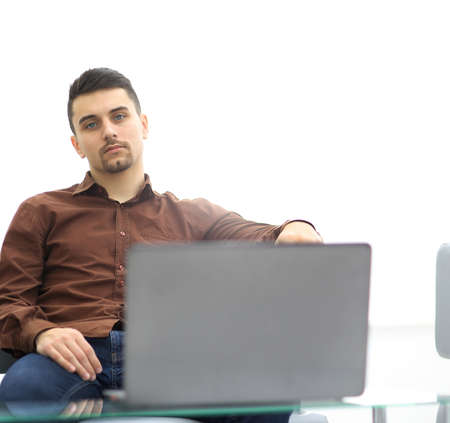 closeup of a guy with a laptop