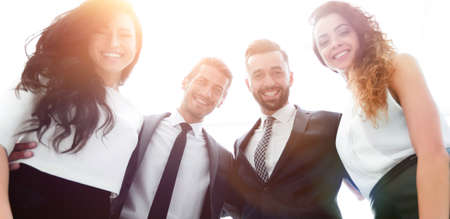 bottom view.group of successful business people.の写真素材