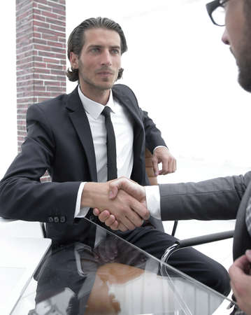 closeup. business handshake in an office.の写真素材