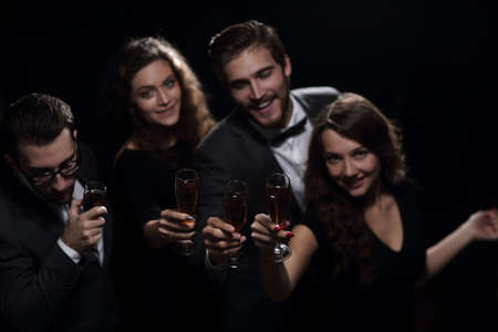 closeup.best friends with a glass of wine.の写真素材