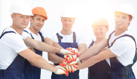 concept of cooperation . team of buildersの写真素材