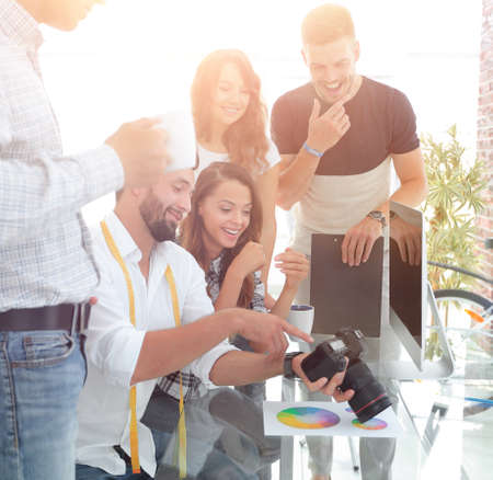 group of editors discussing the color paletteの写真素材
