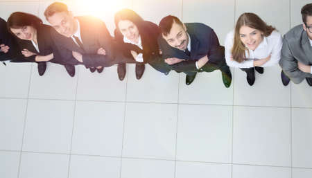 view from the top.business team looking upの写真素材