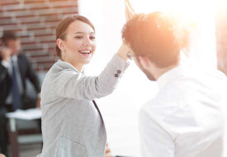 business colleagues to show their victoryの写真素材