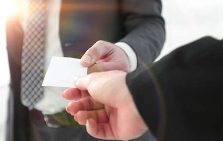 Exchange business card for first time meetの写真素材