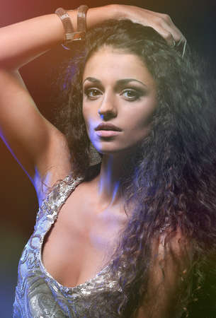 Fashion model with wavy hairstyle