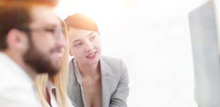 background image of a business team at a Desk.の写真素材