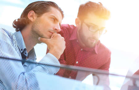 serious businessman thinkingの写真素材