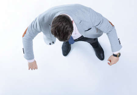 business concept.confident businessman looking upの写真素材