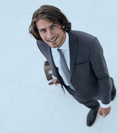 view from the top.businessman with Luggage