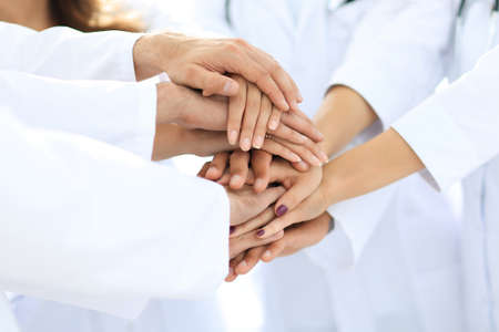 close-up of the medical team shows its unityの写真素材