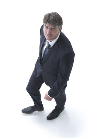 Top view confident businessman goes forward.の写真素材