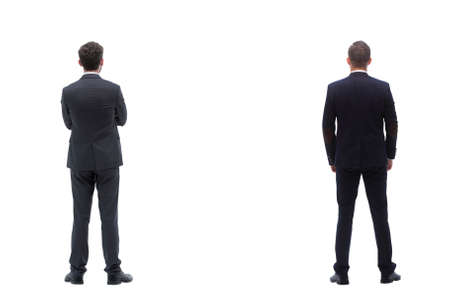 Back view group of business people. Rear view. Isolated over white background.の写真素材