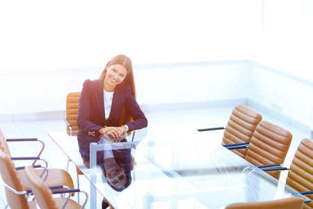 woman Manager is sitting at the tableの写真素材