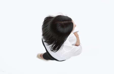 view from above. young business woman looking forwardの写真素材