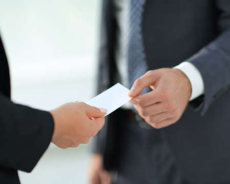 Exchange business card for first time meetの写真素材