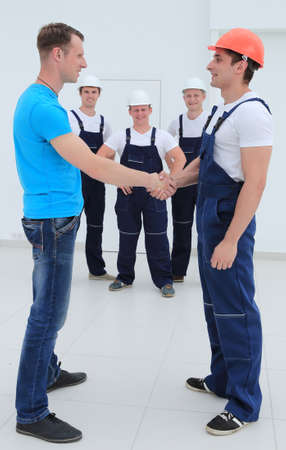 handshake of the architect and engineerの写真素材
