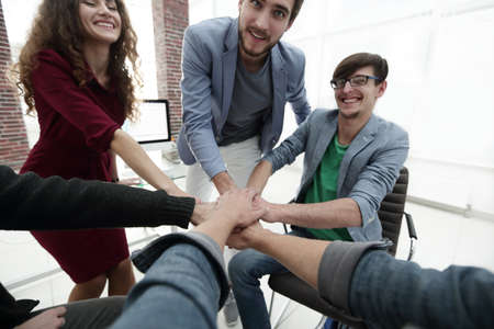 closeup.unified business team.
