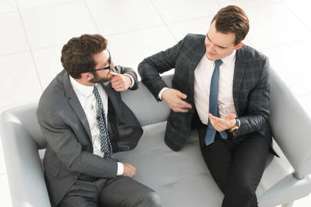 business partners discussing a contractの写真素材