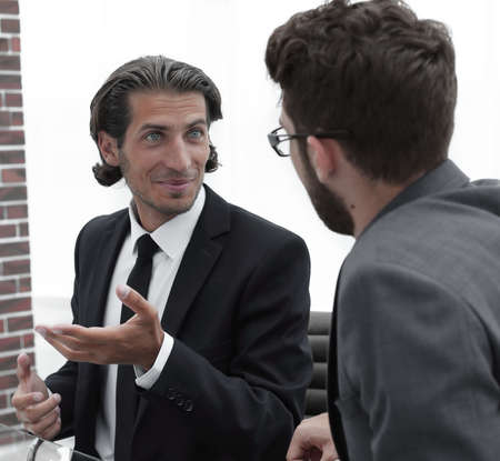 two business people discuss the problemの写真素材