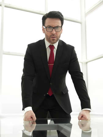 serious businessman holds a working meeting