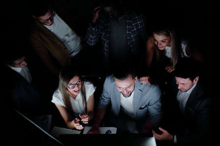 close up.a group of employees discussing a new financial projectの写真素材