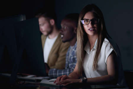 close up.business woman sitting at her Deskの写真素材