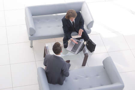view from the top .meeting business colleagues