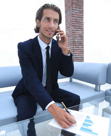 businessman working in his officeの写真素材