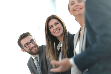 close up.successful employees listen to their bossの写真素材