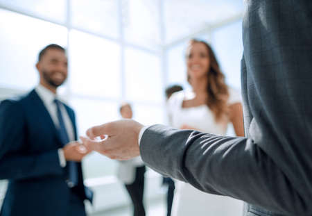 close up.businessman on blurred office background