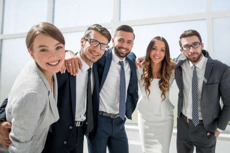 close up.portrait of a friendly business team.の写真素材